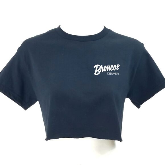 DENVER BRONCOS Double Script Retro Logo "Cropped" Crop Top Football Tee y2k 90s - Picture 1 of 6